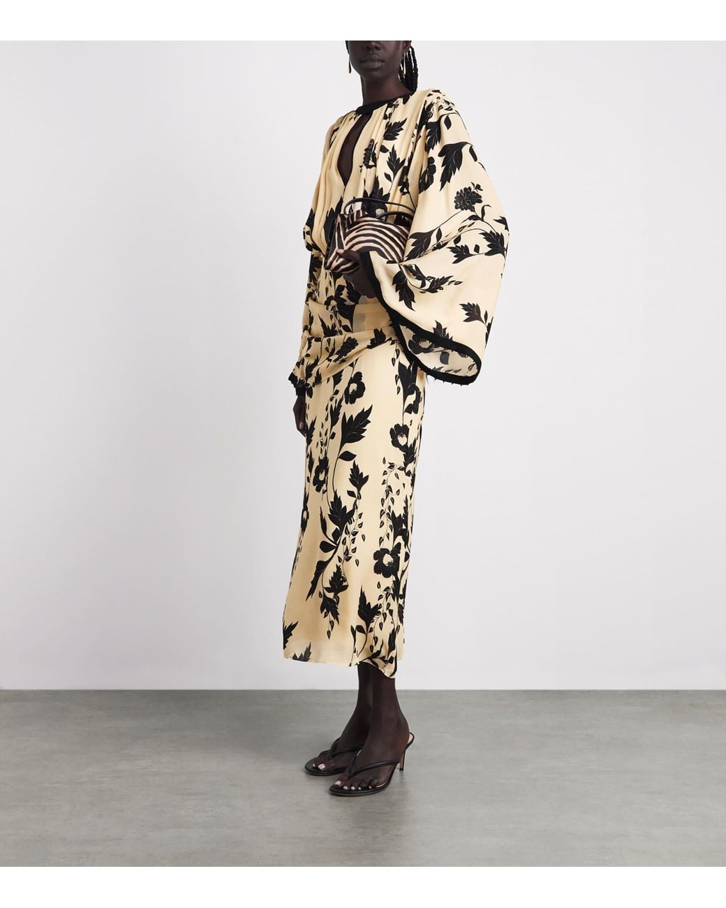 Johanna Ortiz Metallic Silk Pintando En Henna Midi Dress