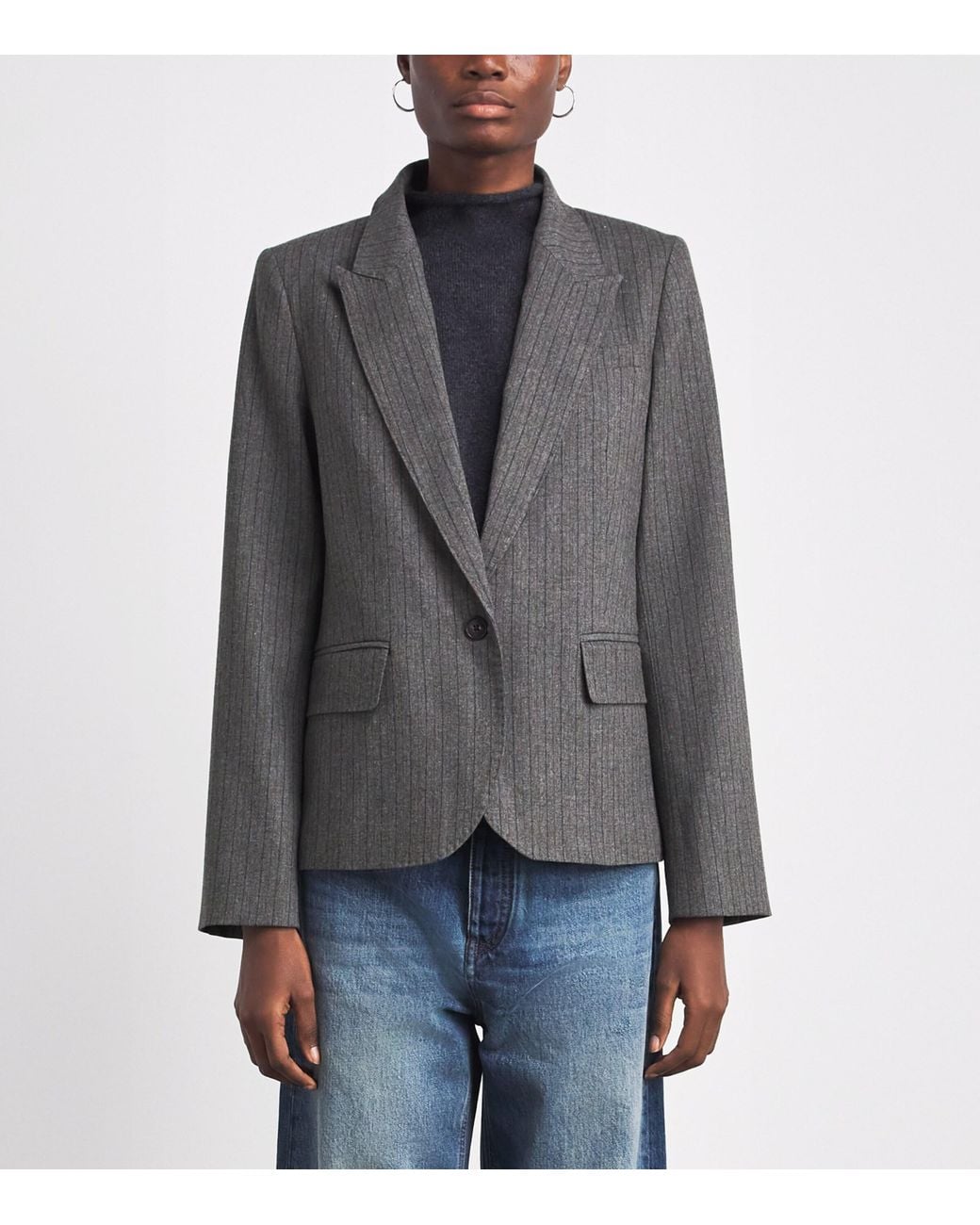 ME+EM Black Pinstripe Blazer