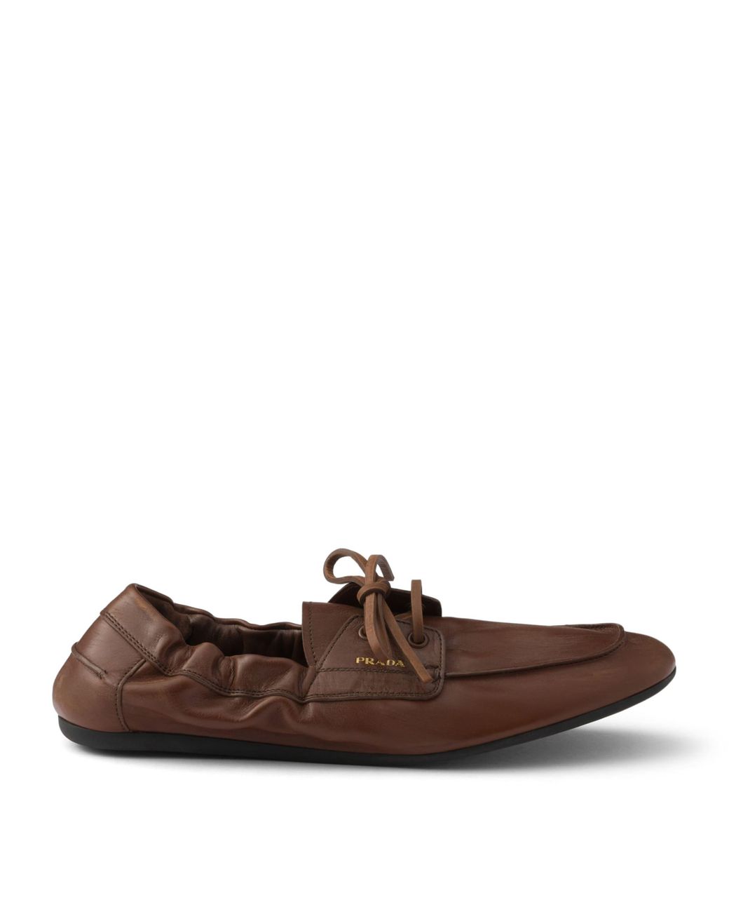 Prada Brown Antiqued Leather Shuffle Loafers