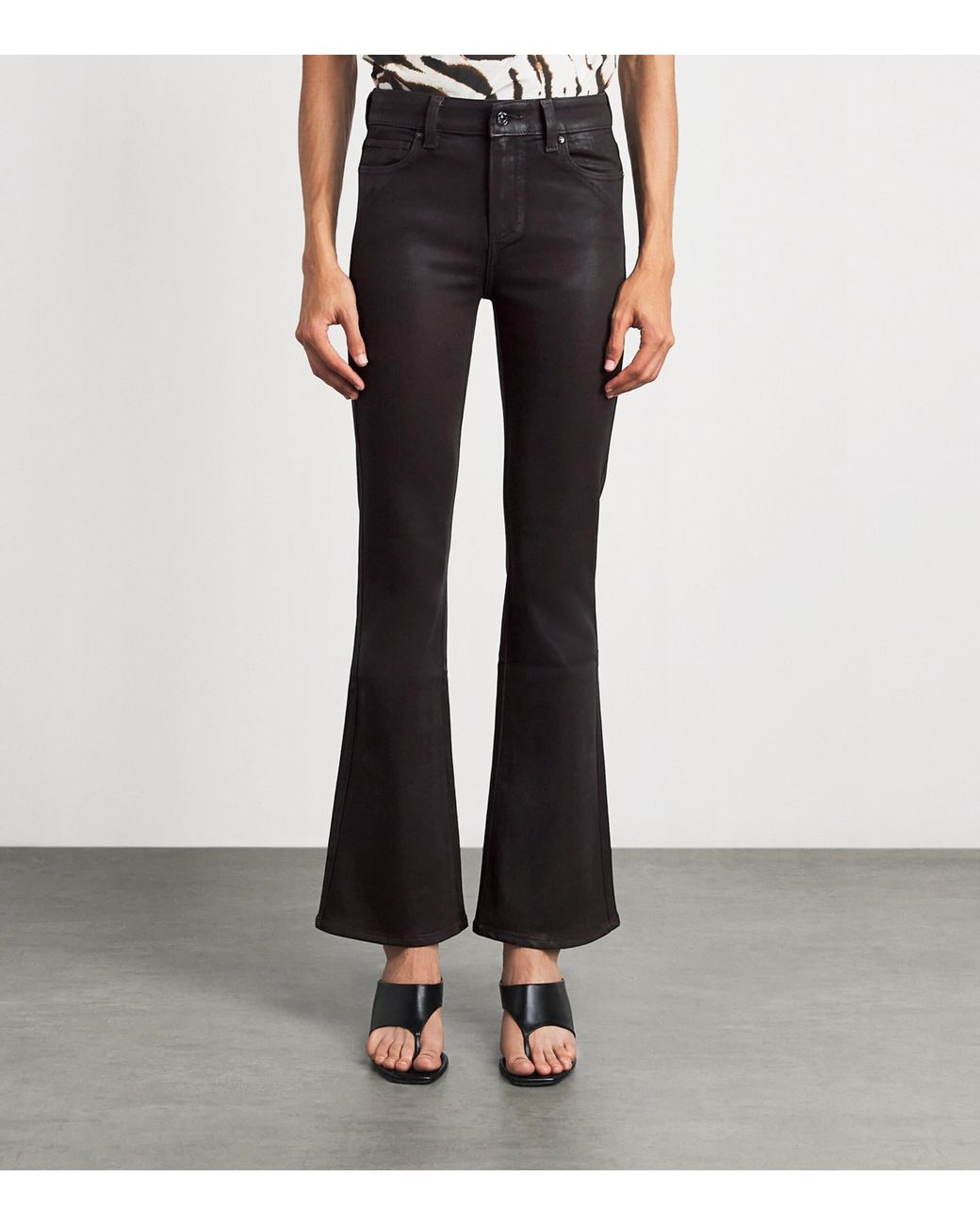 PAIGE Black Coated Laurel Canyon Bootcut Jeans