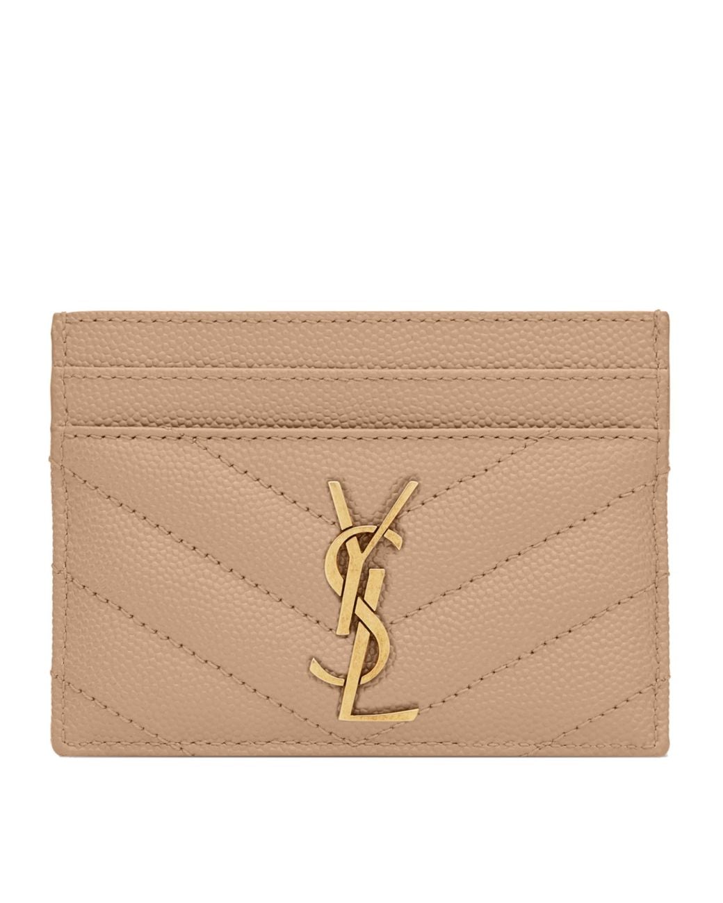 Saint Laurent Natural Joan Matelassé Card Holder