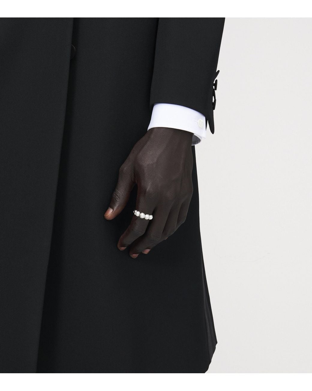 McQueen Gray Faux Pearl And Skull Ring for men