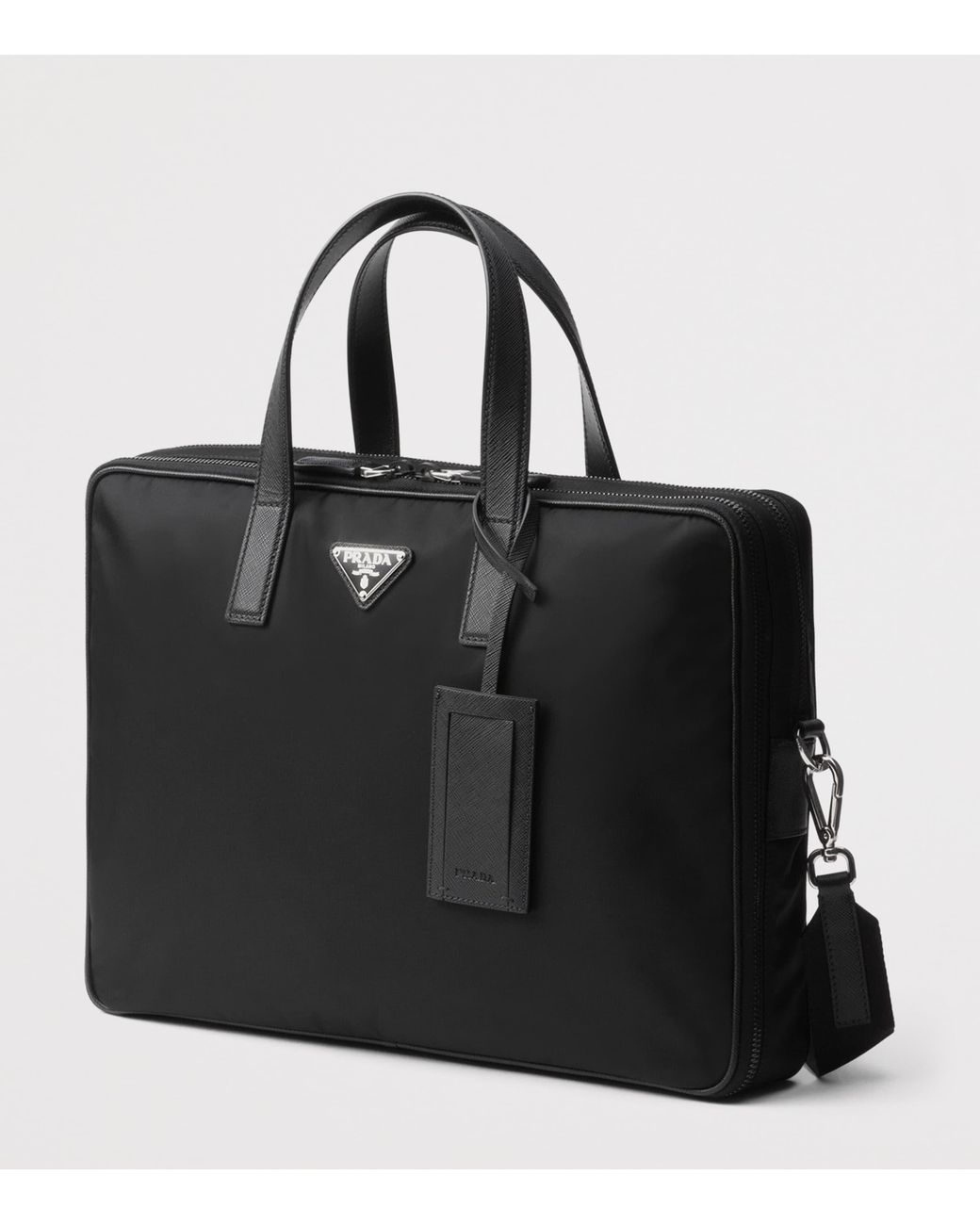 Prada Black Re-Nylon And Saffiano Leather Briefcase for men