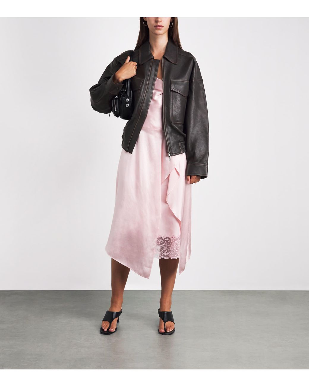 Staud Black Eugene Distressed Leather Jacket