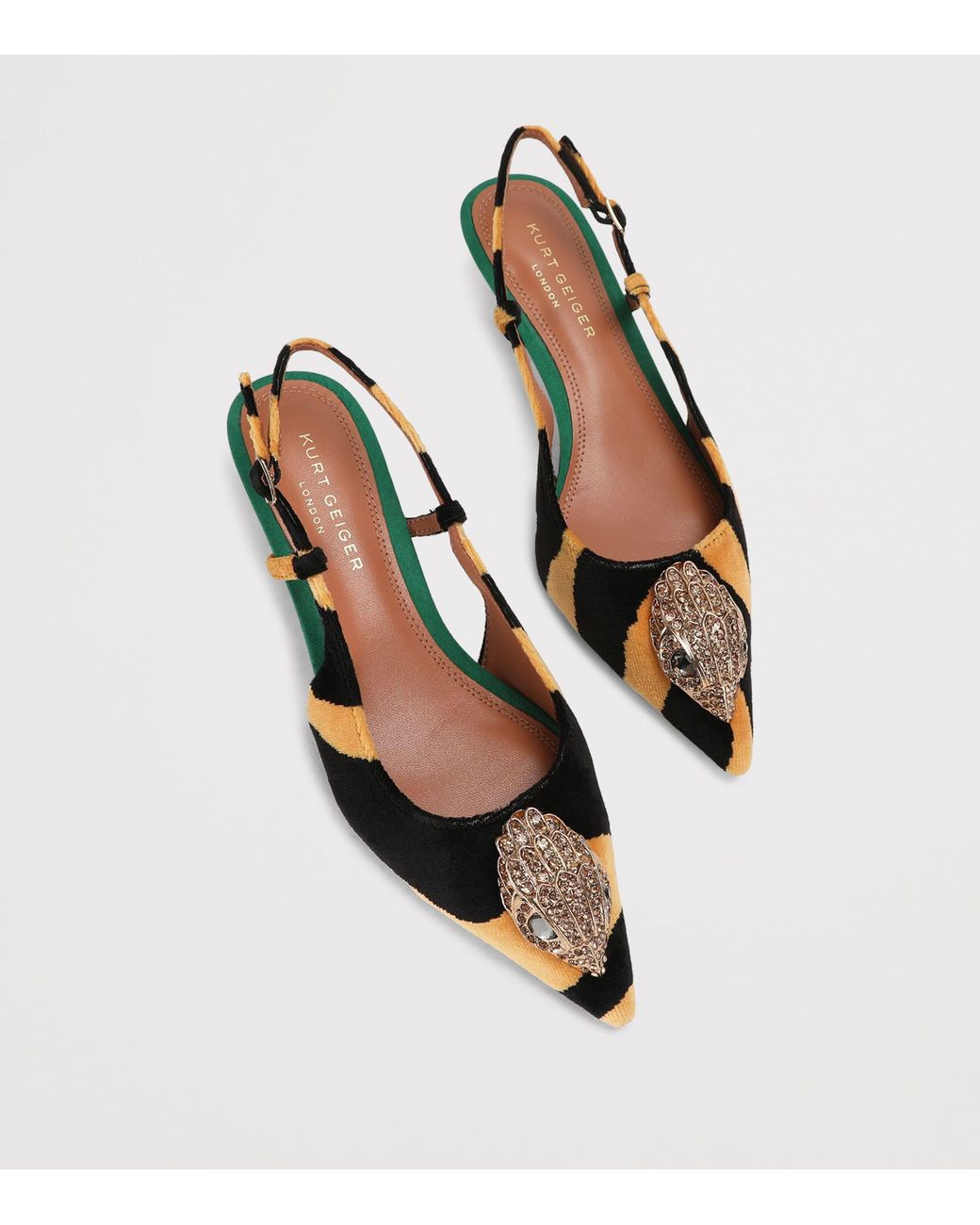 Kurt Geiger Orange Velvet Velsize Slingbacks