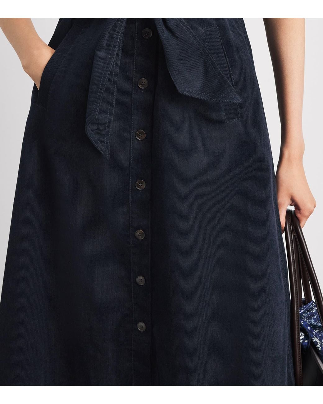 ME+EM Blue Cotton Corduroy Midi Shirt Dress