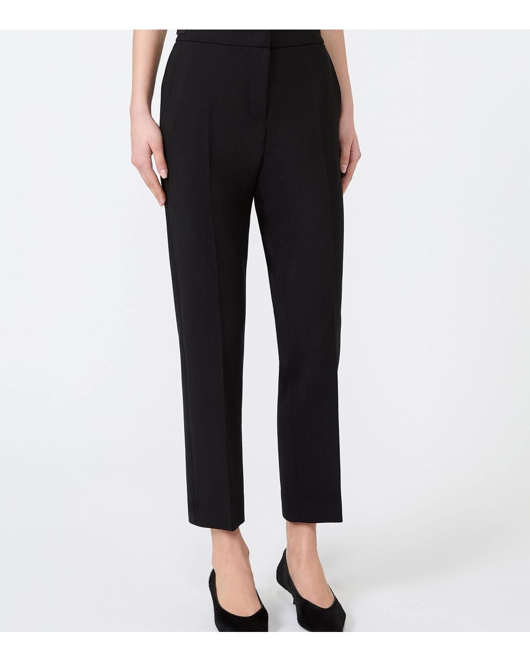 Max Mara Black Wool-Blend Cropped Trousers