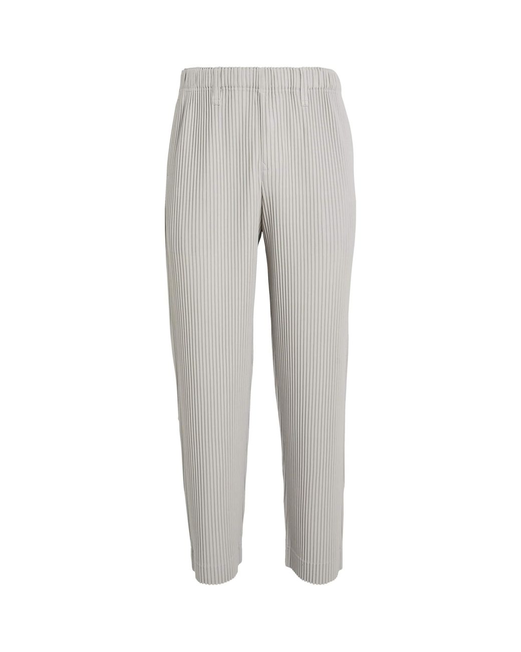 Homme Plissé Issey Miyake Gray Pleated Slim Trousers for men