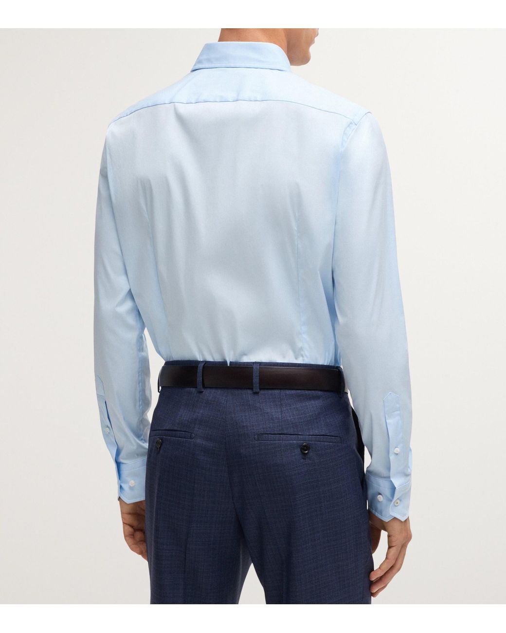 Boss Blue Stretch-Cotton Slim Shirt for men