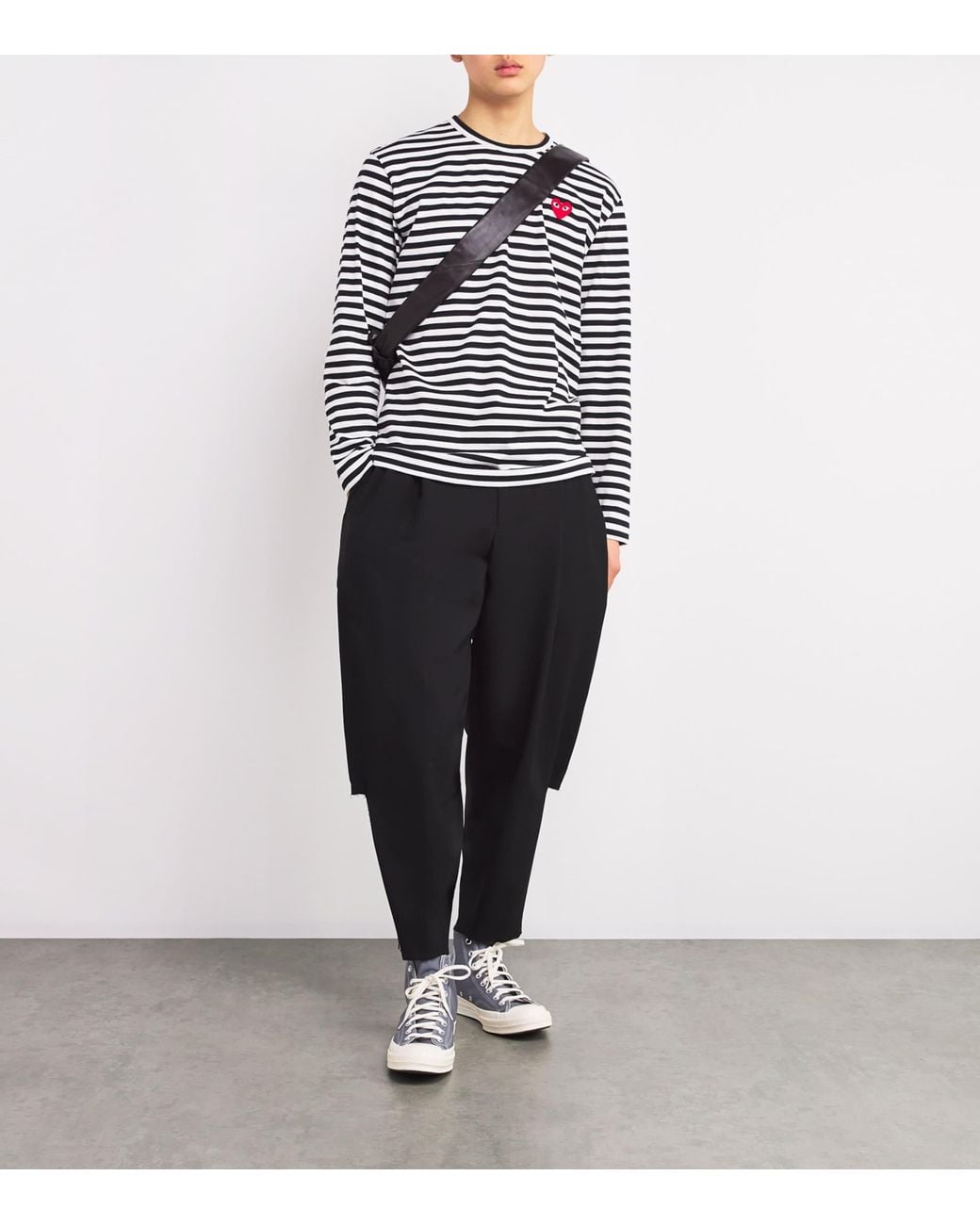 COMME DES GARÇONS PLAY Blue Striped Heart Logo T-Shirt for men