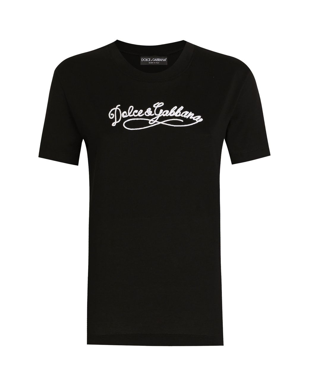 Dolce & Gabbana Black Cotton Embroidered Logo T-Shirt