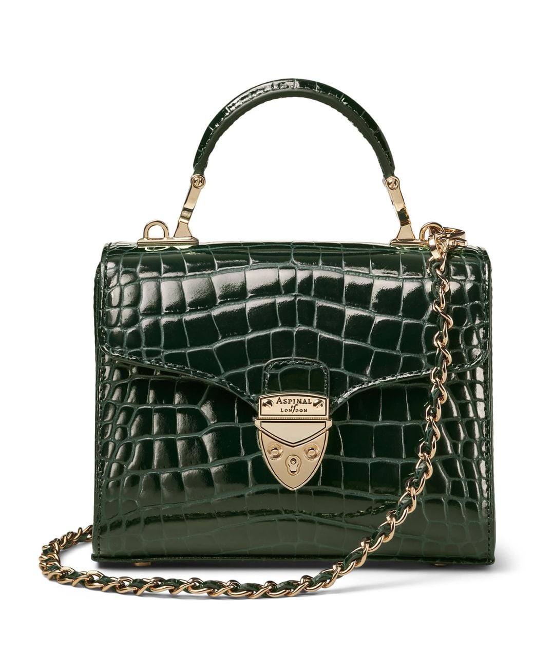 Aspinal Green Mini Leather Mayfair Top-Handle Bag