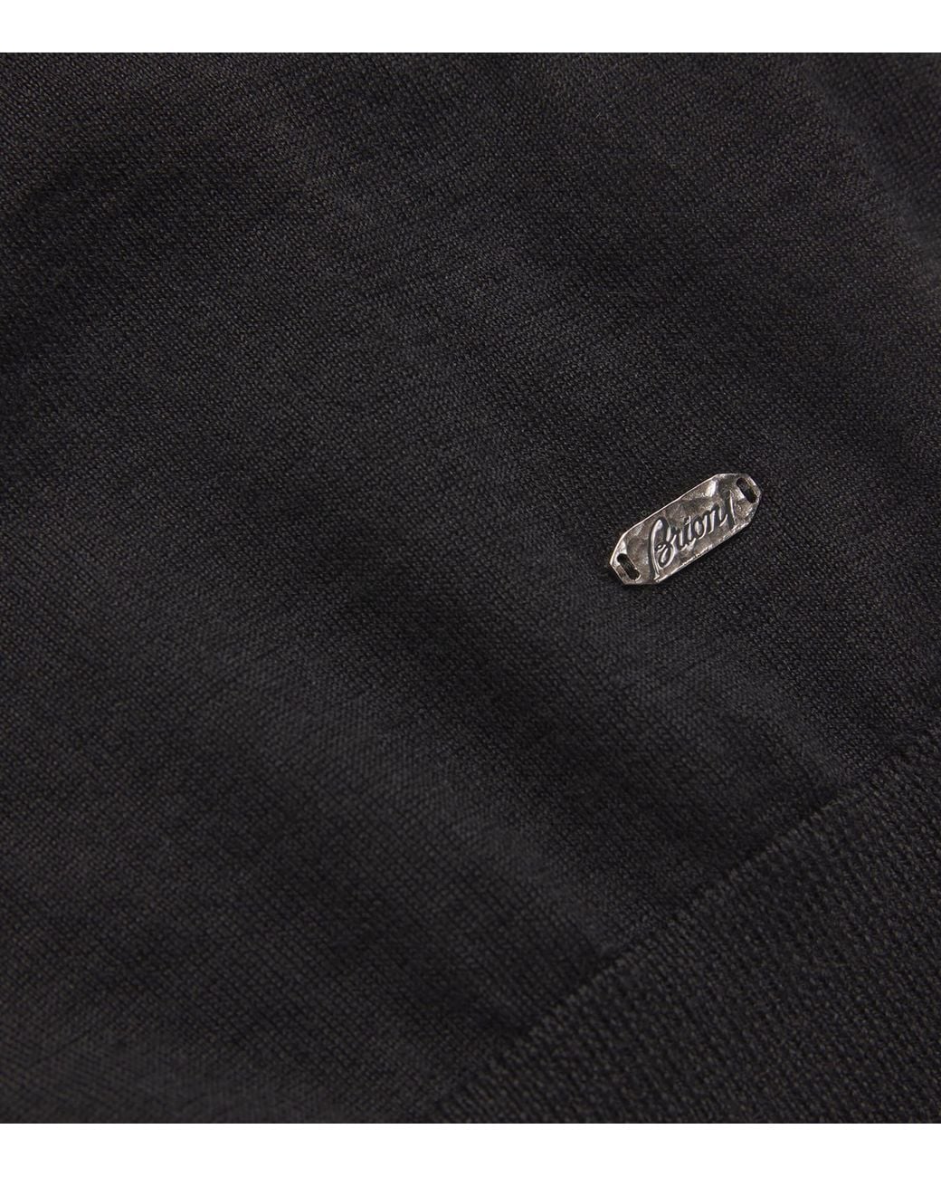 Brioni Black Cashmere-Silk Rollneck Sweater for men