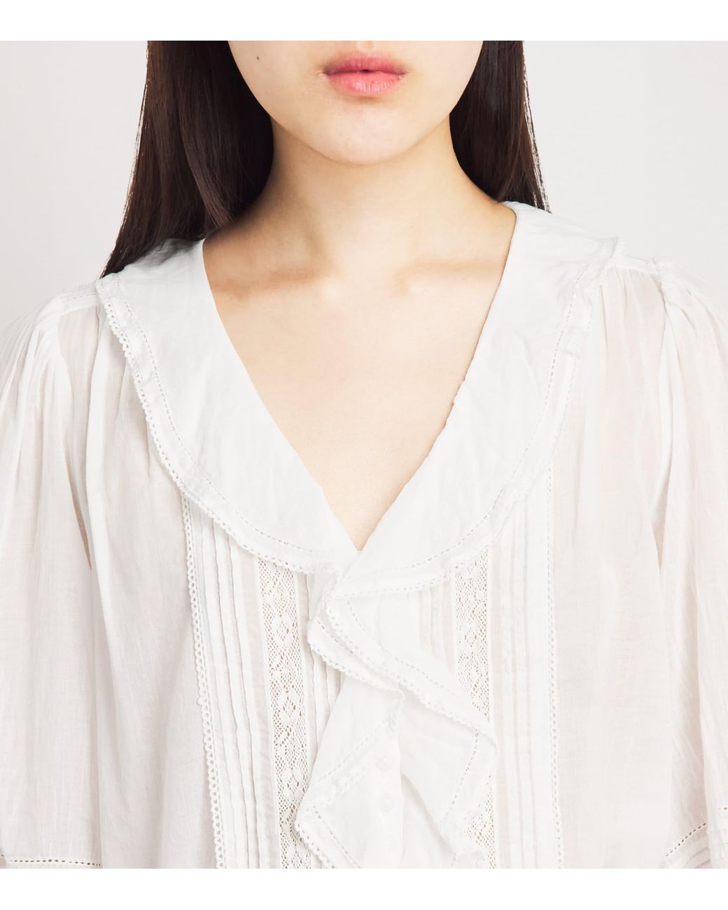 ME+EM White Cotton Voile Ruffle Blouse