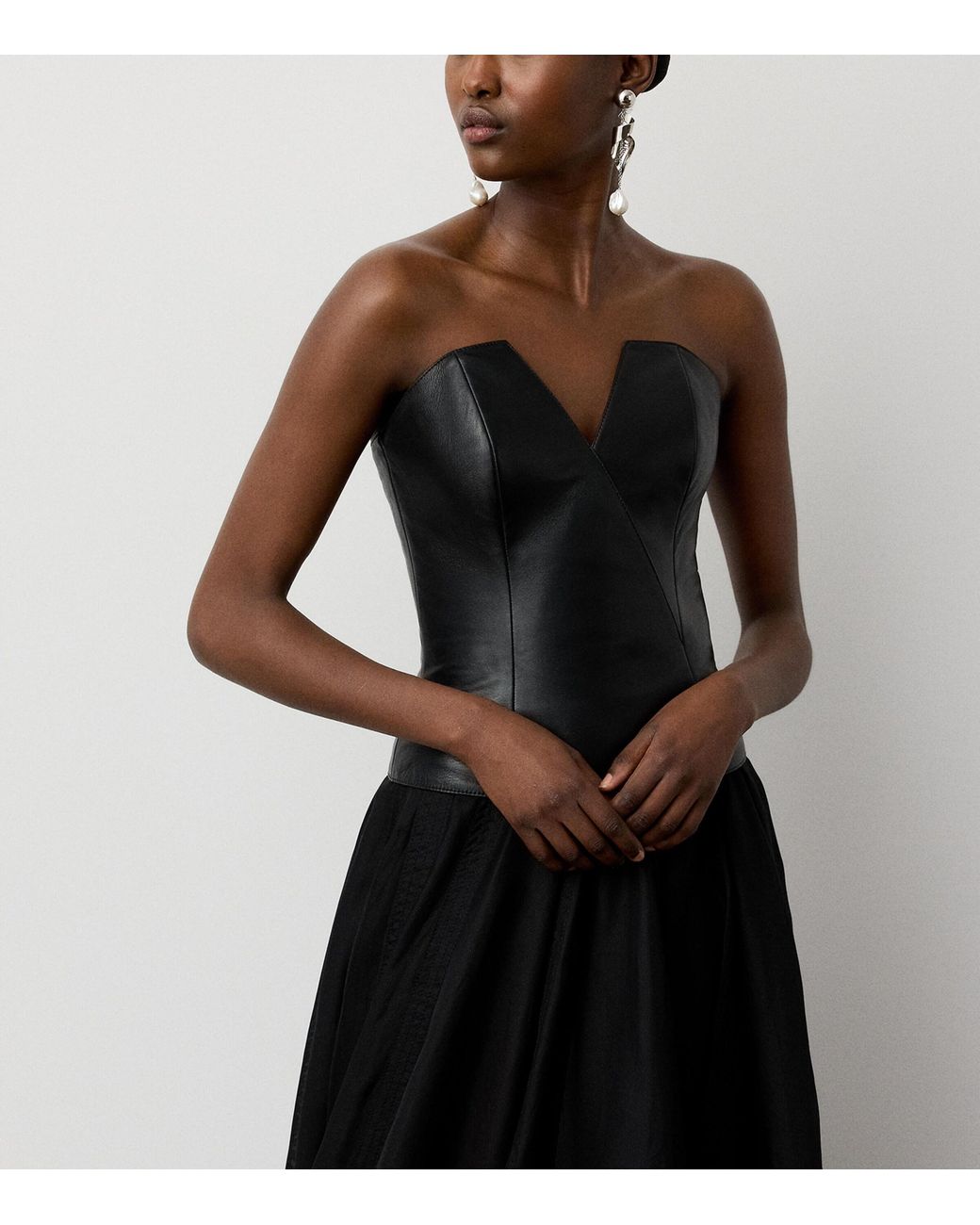 Ralph Lauren Black Leather Harling Bustier Top