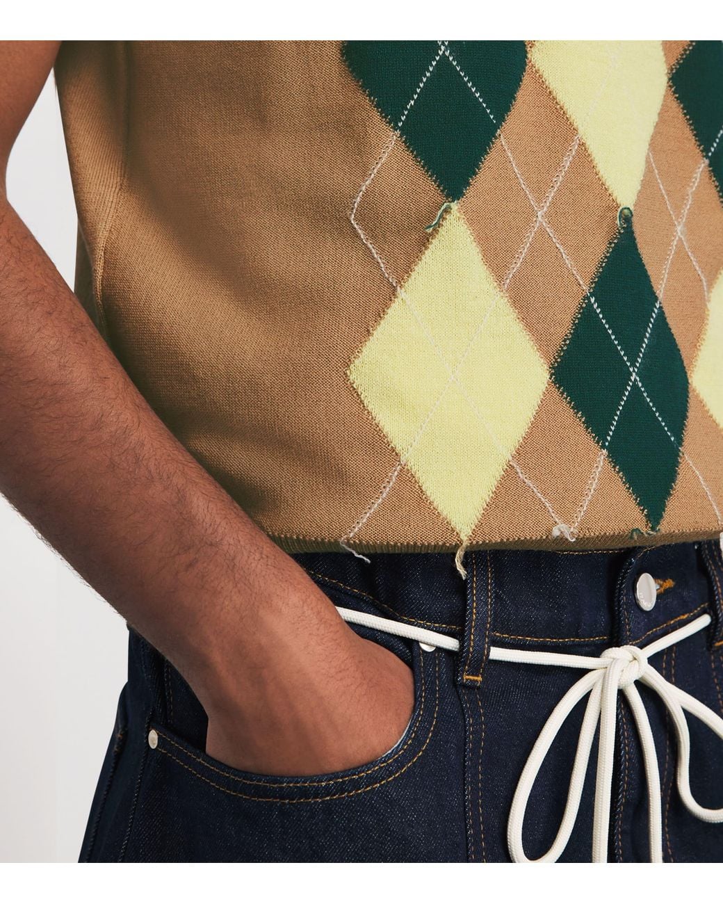 AMI Green Wool-Cotton Argyle Sweater Vest for men