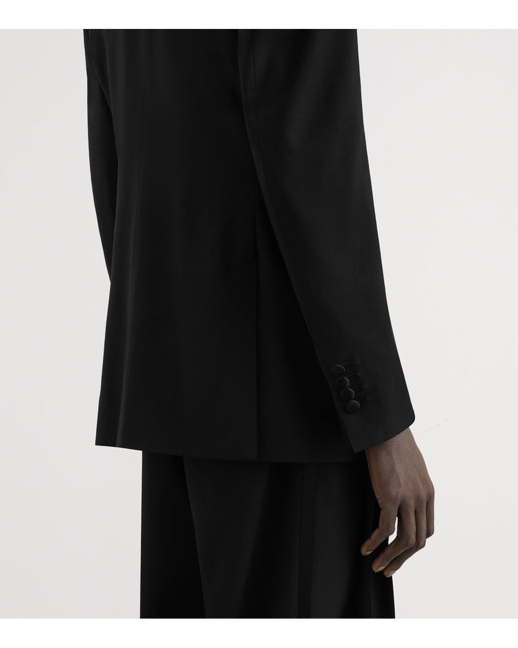 Dolce & Gabbana Black Virgin Wool-Silk Double-Breasted Blazer for men