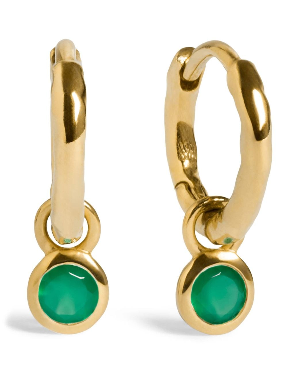 Monica Vinader Green Vermeil And Onyx May Birthstone Huggie Earrings