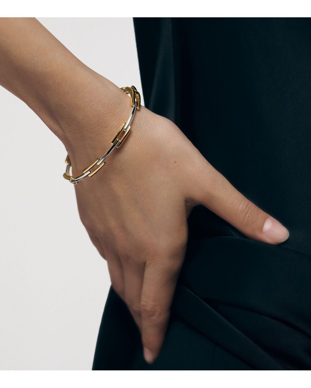 Monica Vinader Natural Vermeil And Sterling Signature Link Slim Bangle