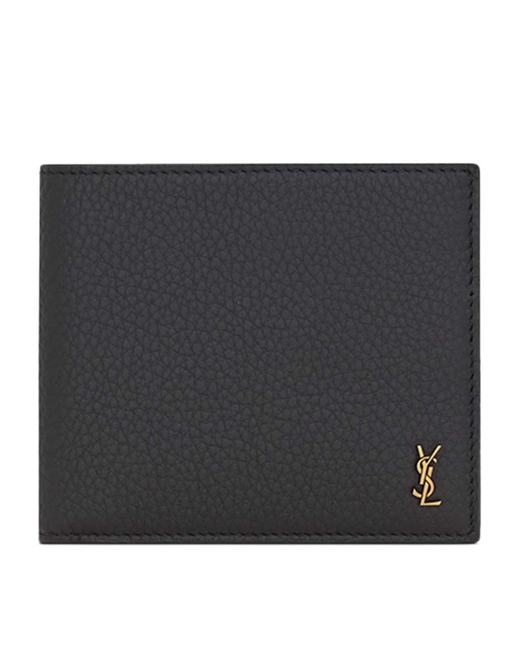 Saint Laurent Black Leather Cassandre Bifold Wallet for men