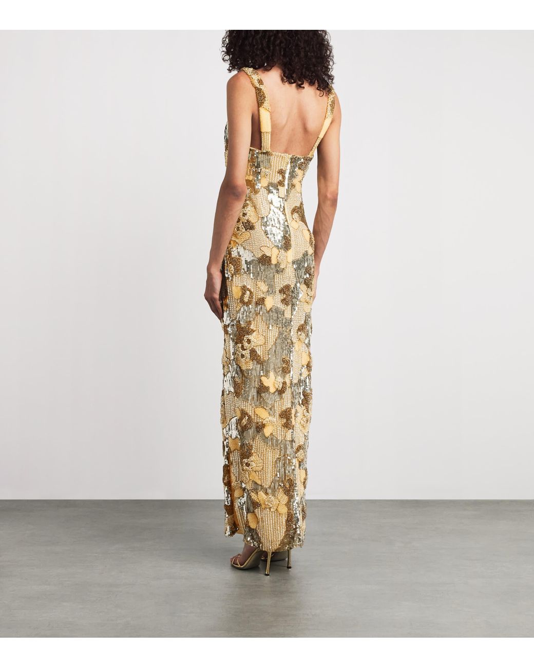 Rachel Gilbert Metallic Embellished Elyse Maxi Dress