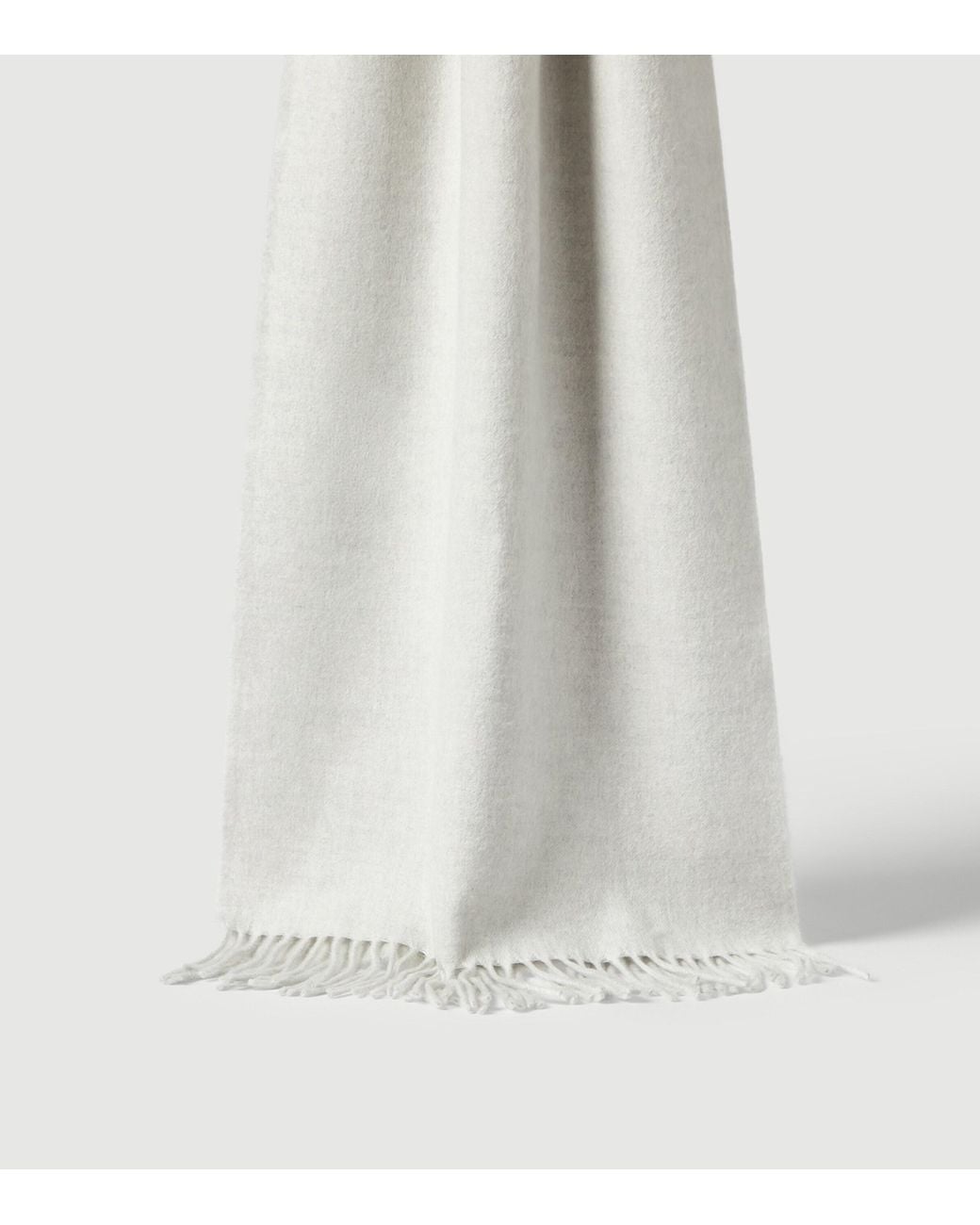 Brunello Cucinelli White Cashmere Fringed Scarf