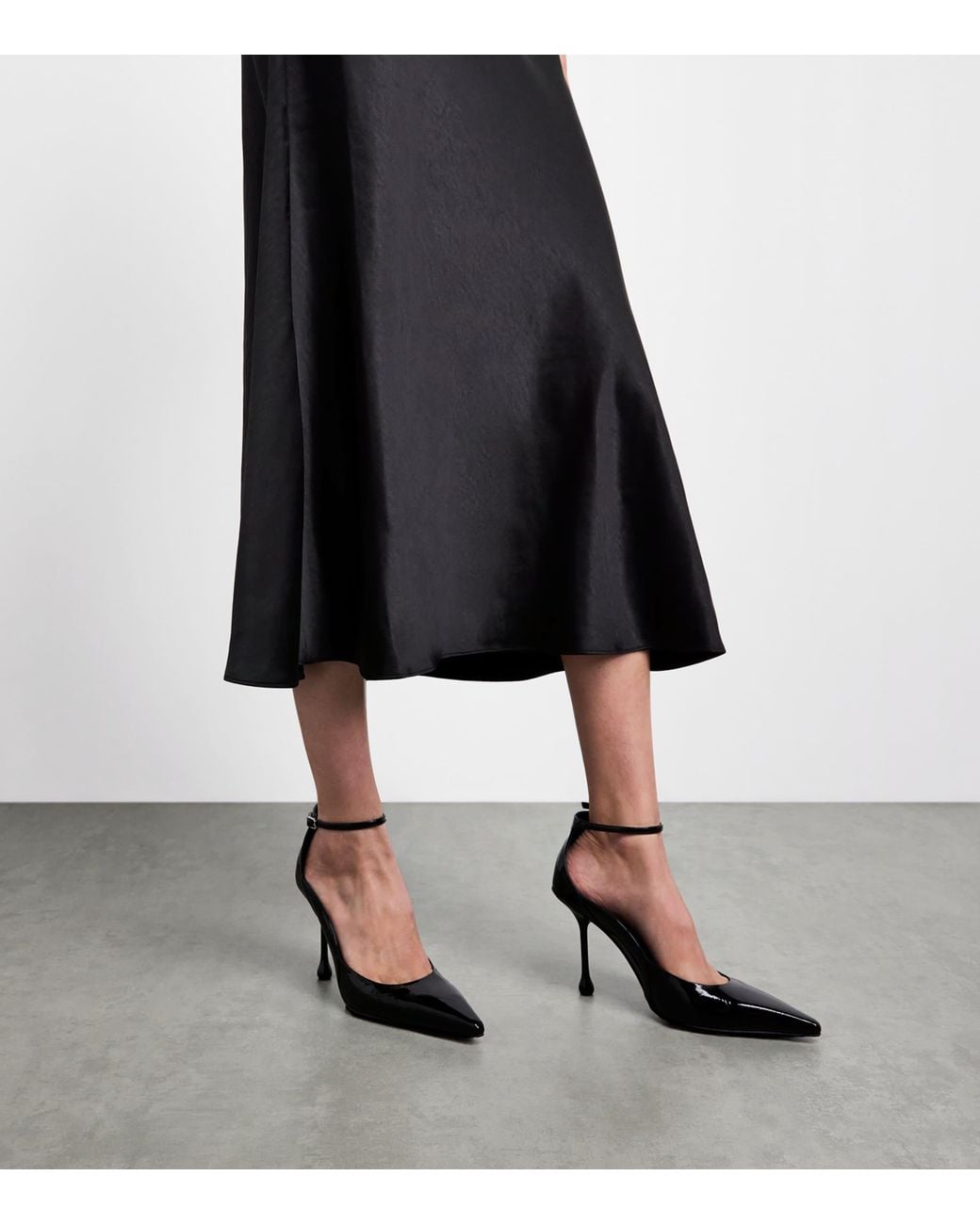 Self-Portrait Black Satin Bouclé Crystal-Embellished Midi Dress