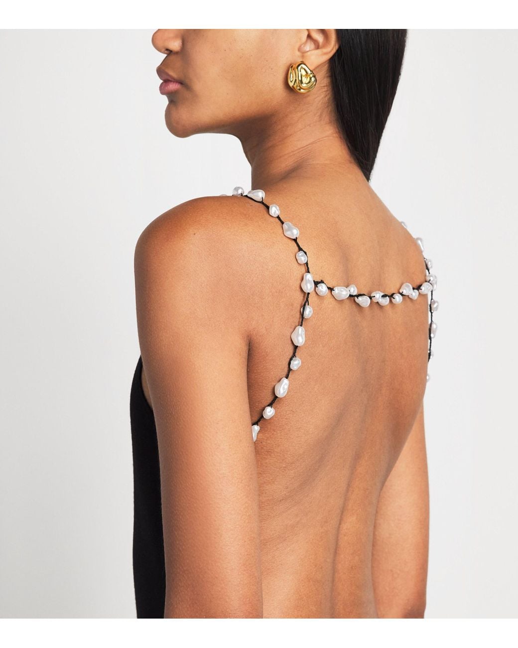 Cult Gaia Black Pearl-Embellished Melba Mini Dress
