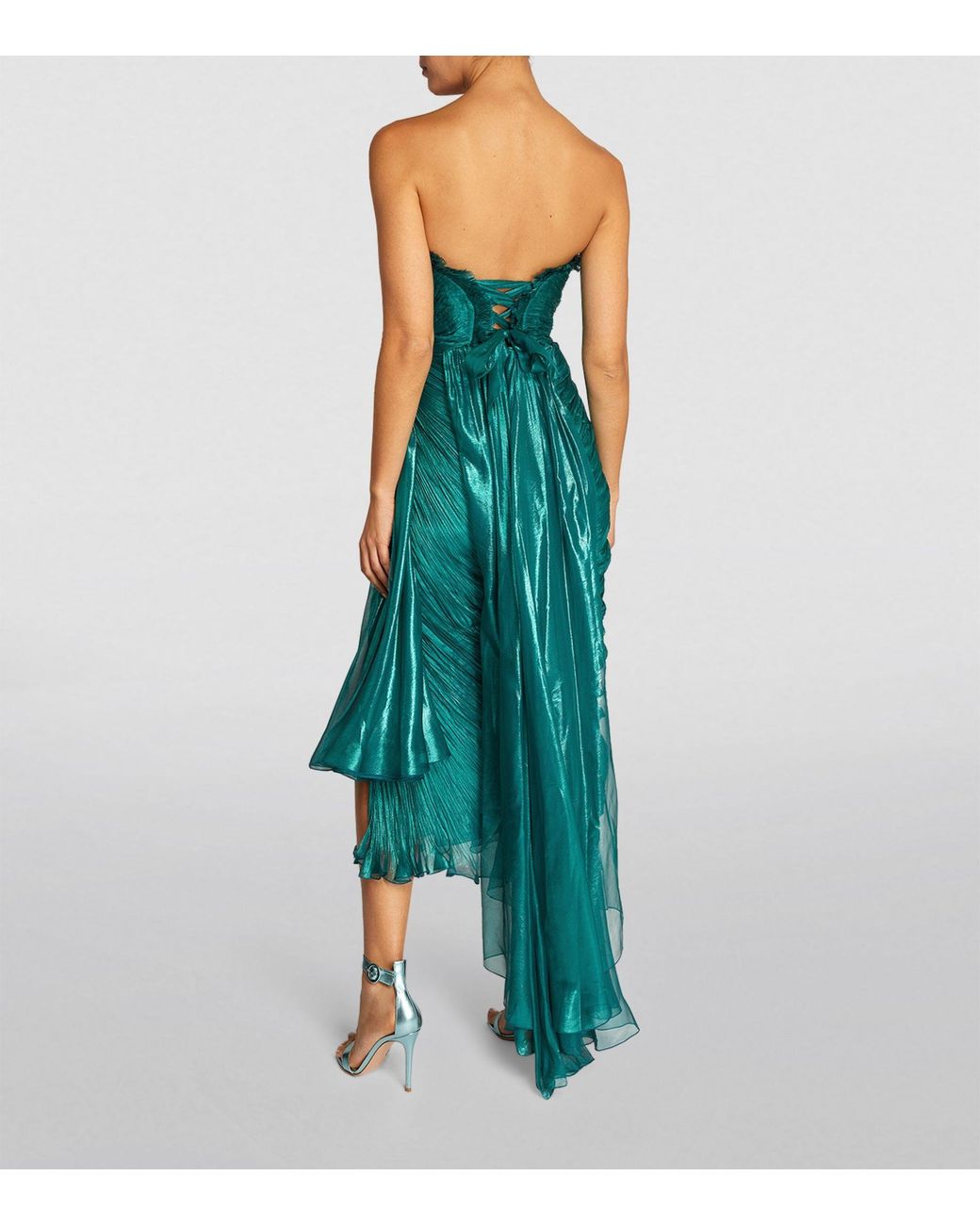 chinese dress ladies Marilou Green Ruched Satin Maxi Dress main image 0