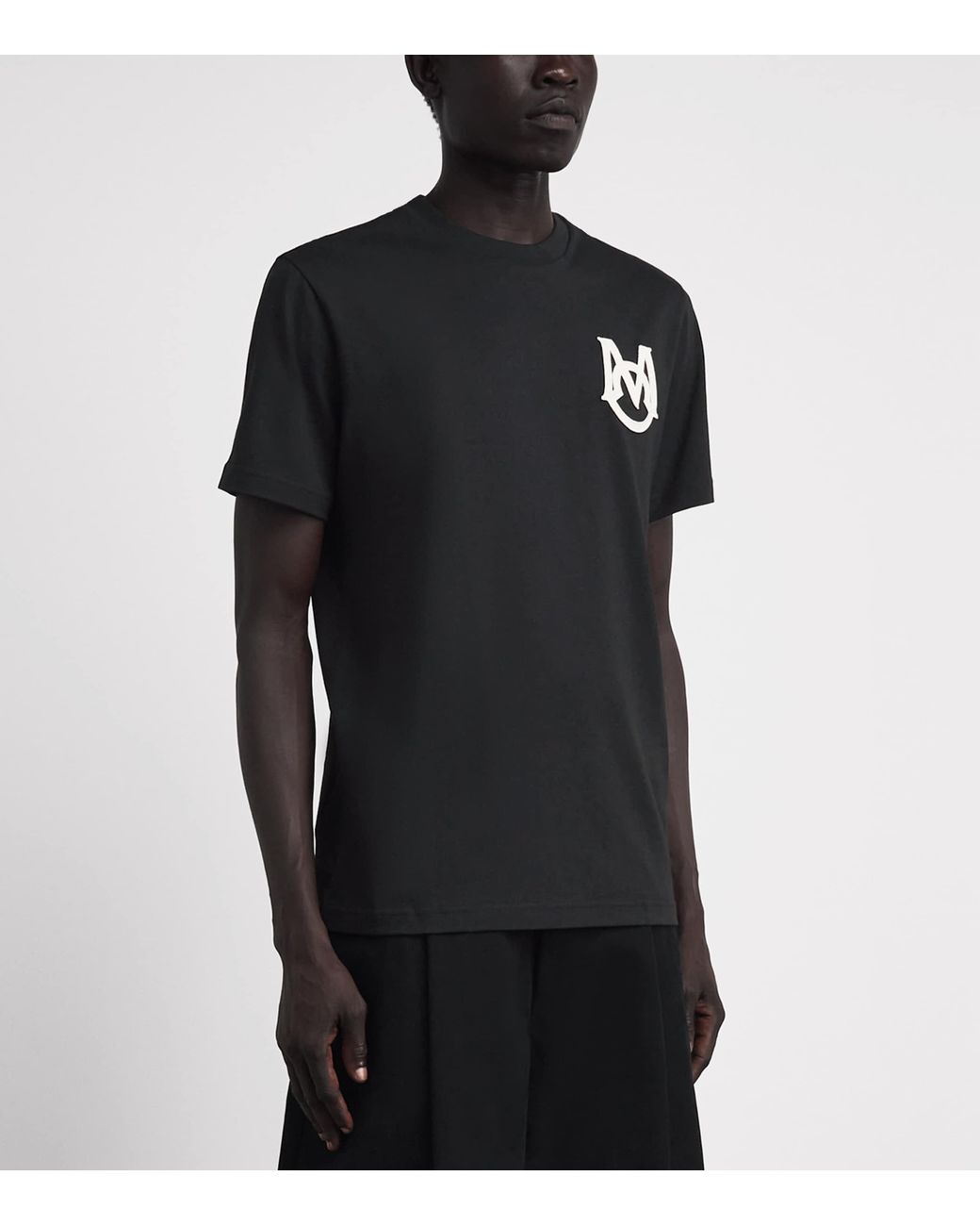 Moncler Black Cotton Logo T-Shirt for men