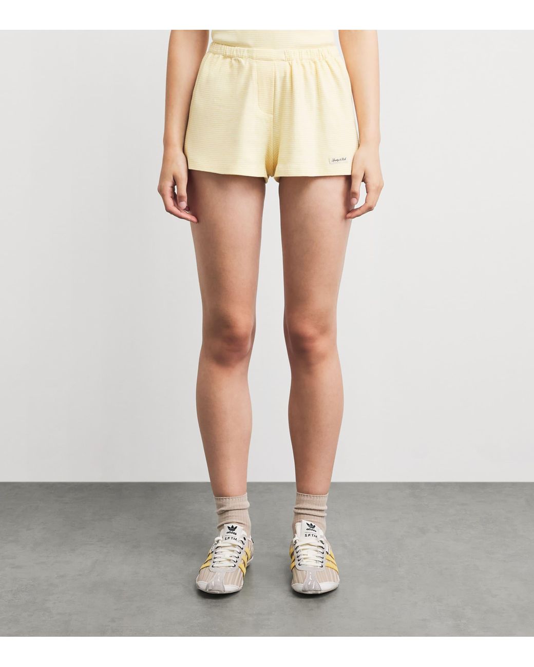 Sporty & Rich Natural Cotton Signature Stripe Shorts