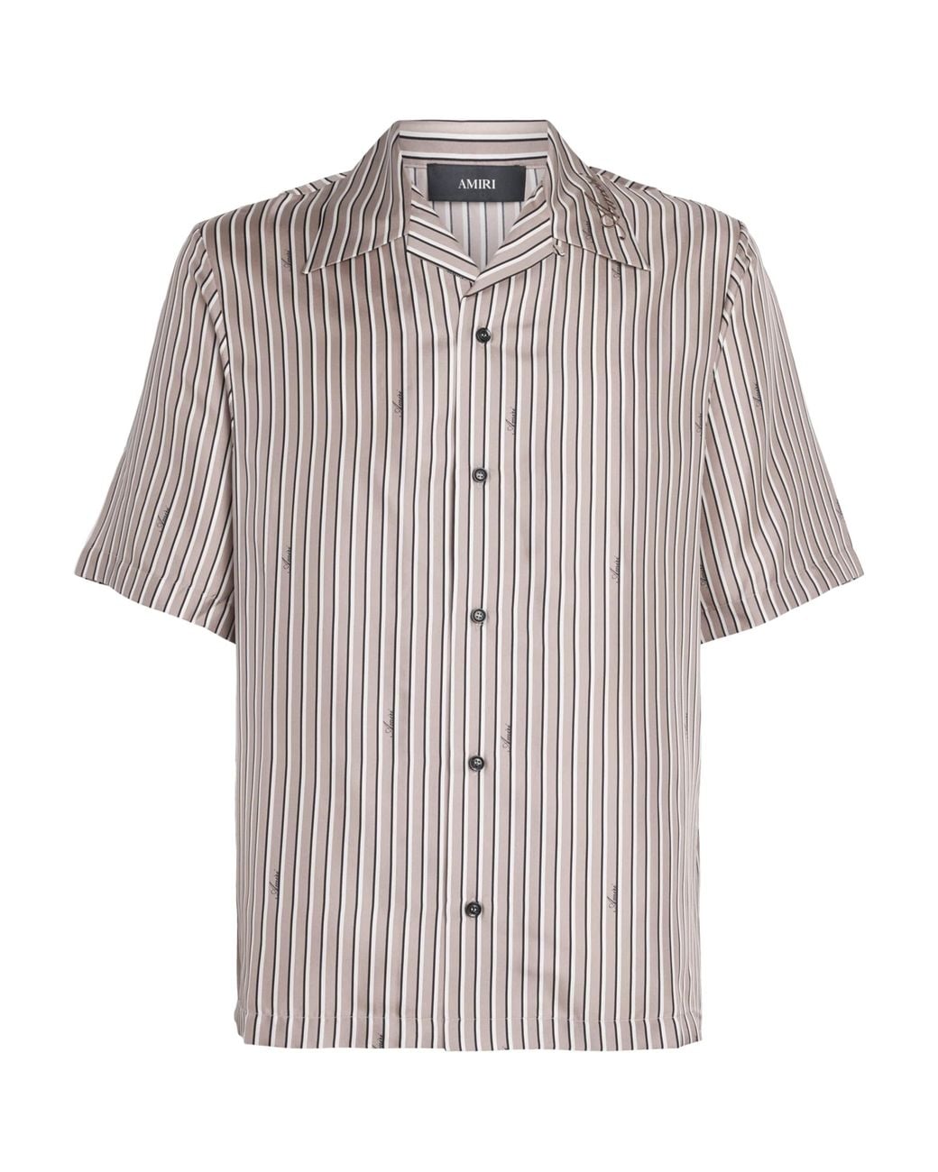 Amiri Gray Silk Stripe Script Shirt for men