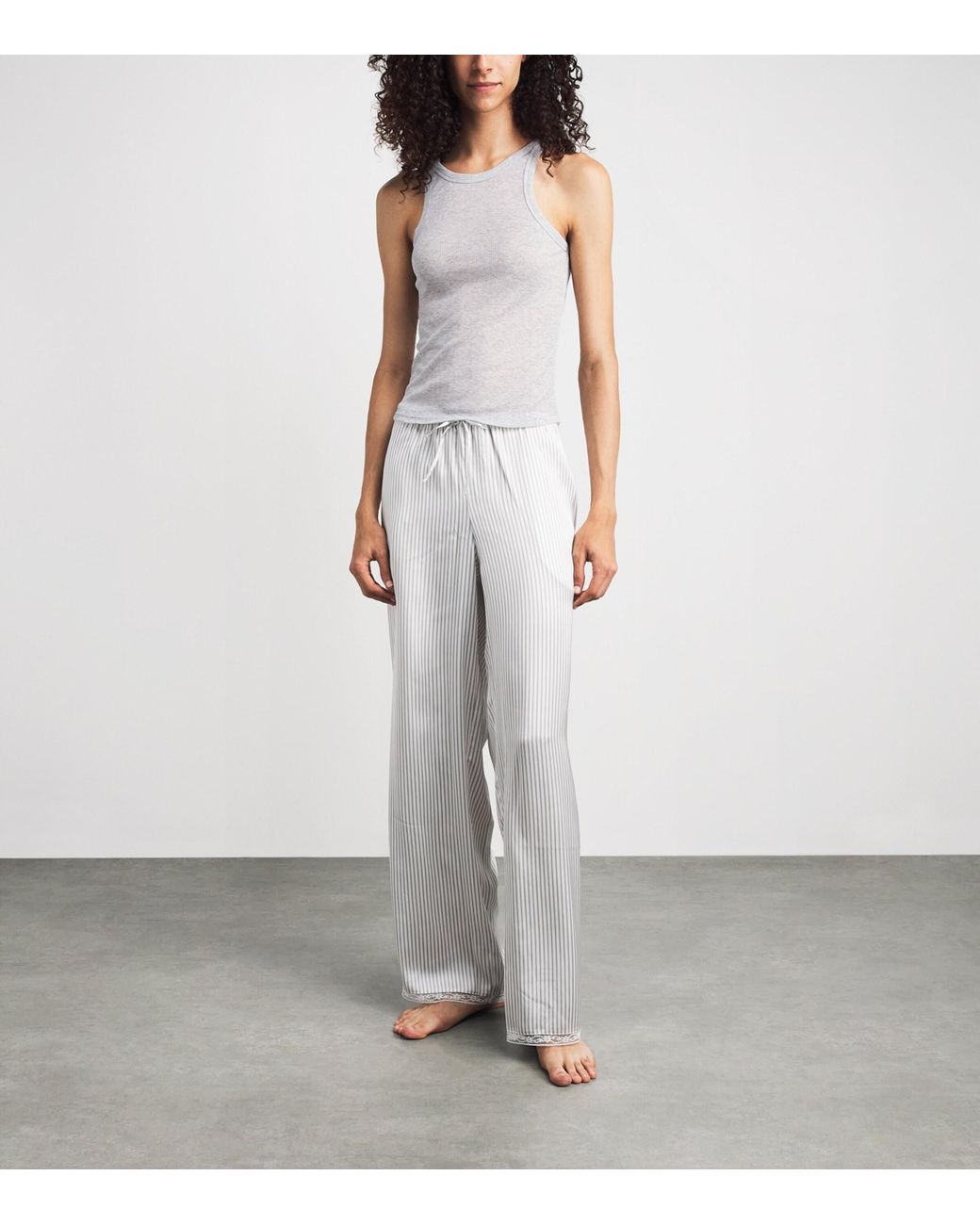Skims White Semi-Sheer Ribbed Tank Top