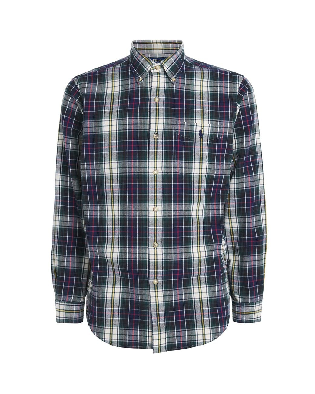 Polo Ralph Lauren Blue Cotton Check Oxford Shirt for men