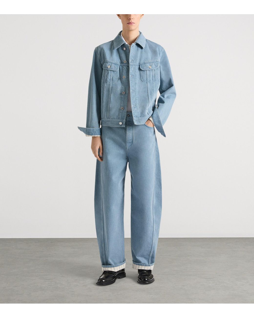 Givenchy Blue Couture Seam Barrel-Leg Jeans for men