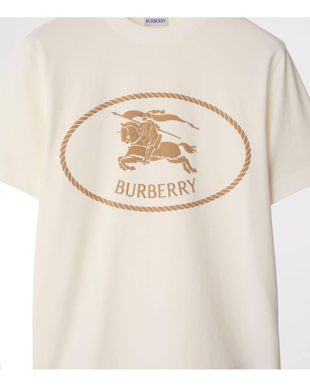 Burberry Natural Knight Stamp Cotton T-Shirt for men
