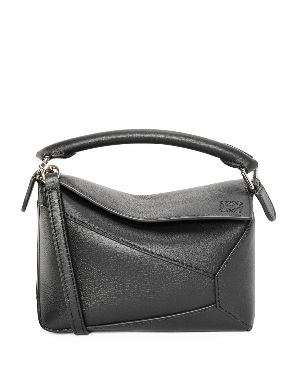 Loewe Black Mini Leather Puzzle Edge Top-Handle Bag