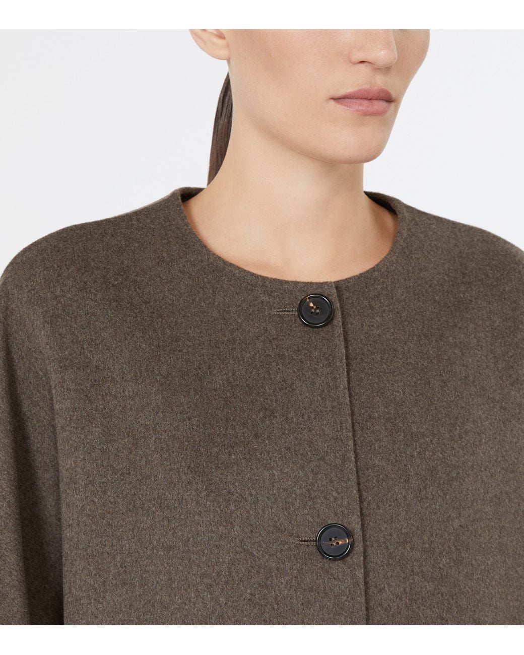 Max Mara Brown Virgin Wool Scarf-Neck Jacket