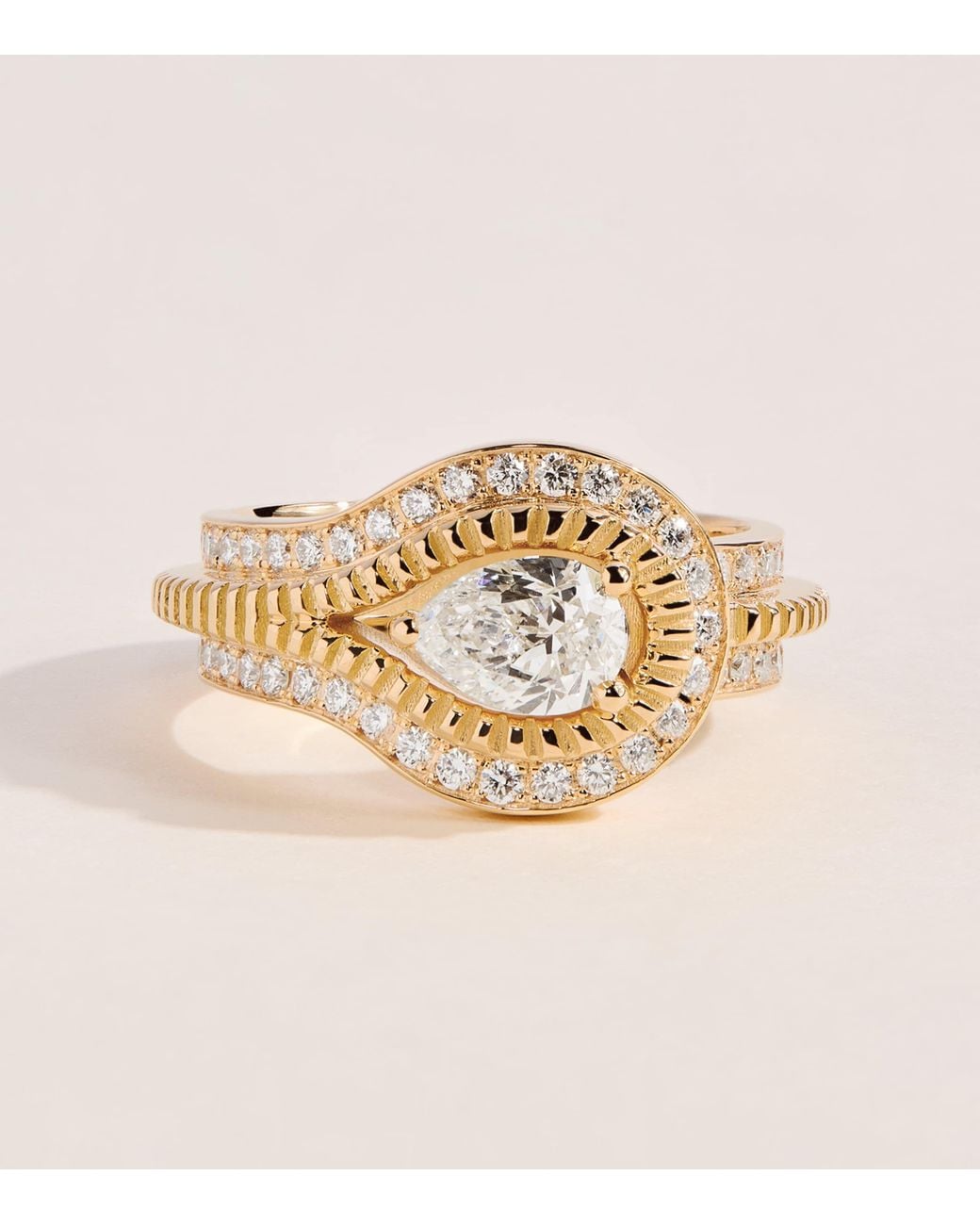 Azlee Natural And Diamond Dewdrop Ring