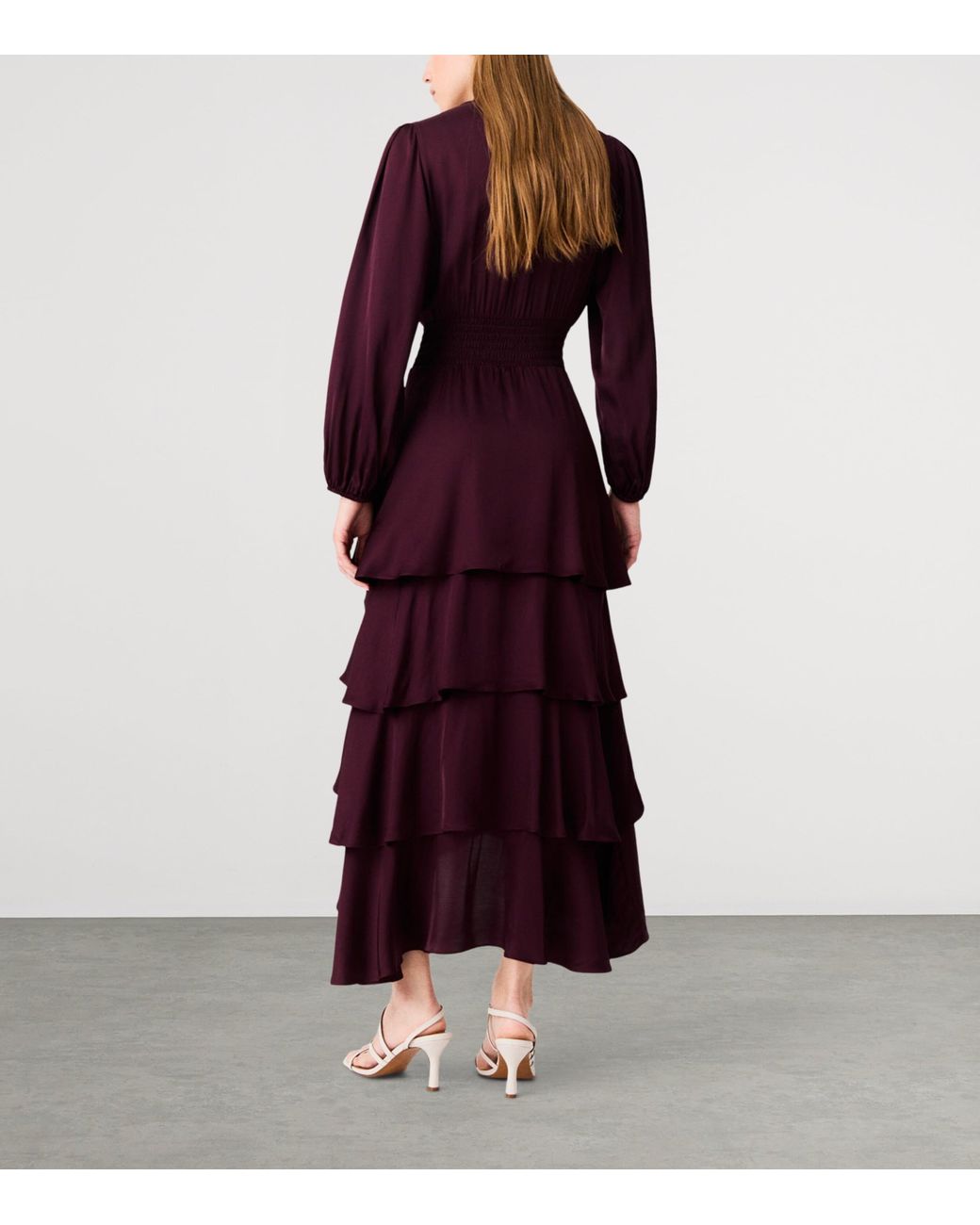 Maje Tiered Pussybow Midi Dress