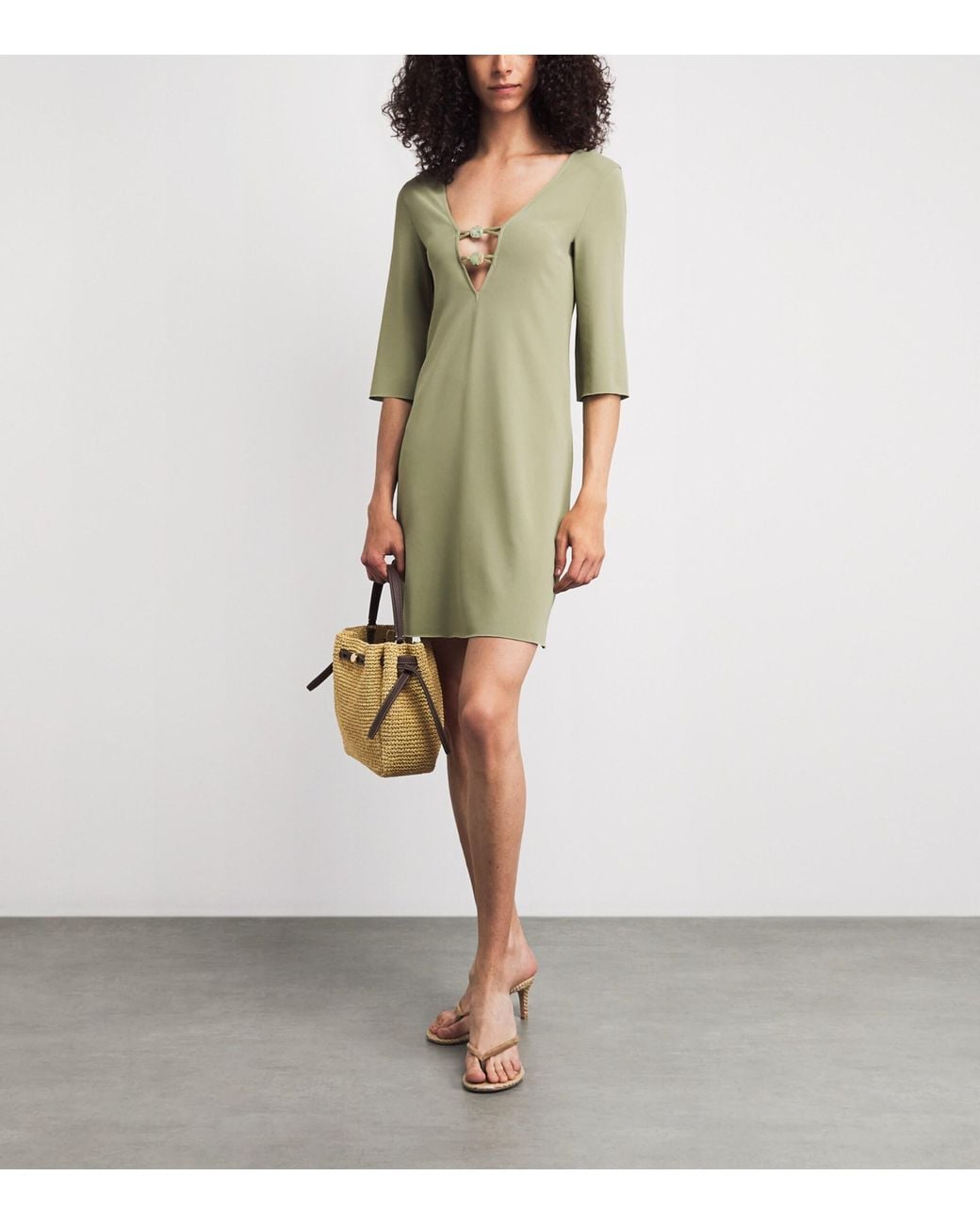 Eres Green Jersey Beaded Fabuleuse Mini Dress