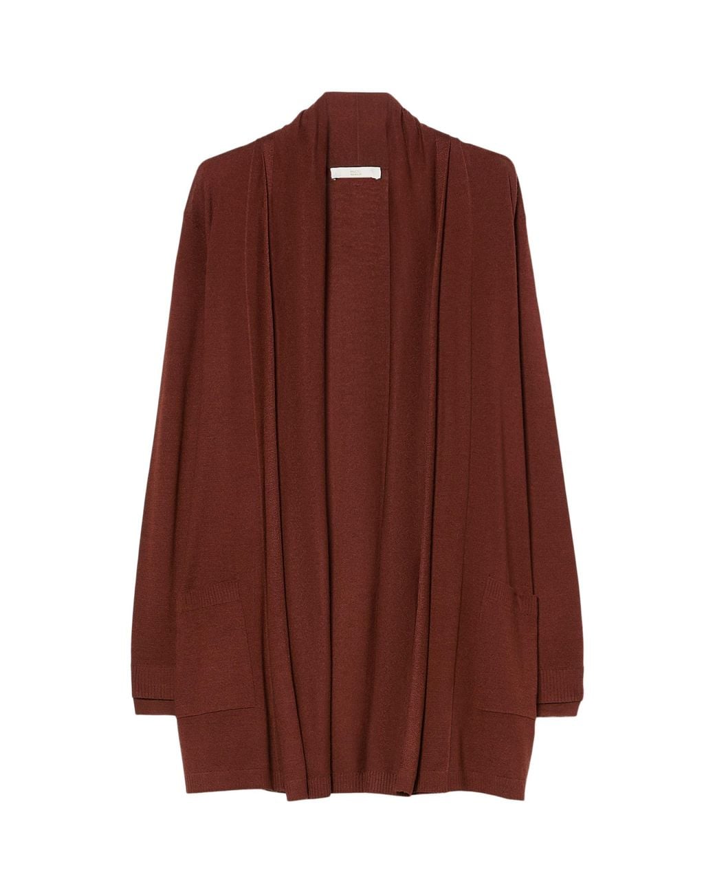Marina Rinaldi Brown Wool-Silk Waterfall Cardigan