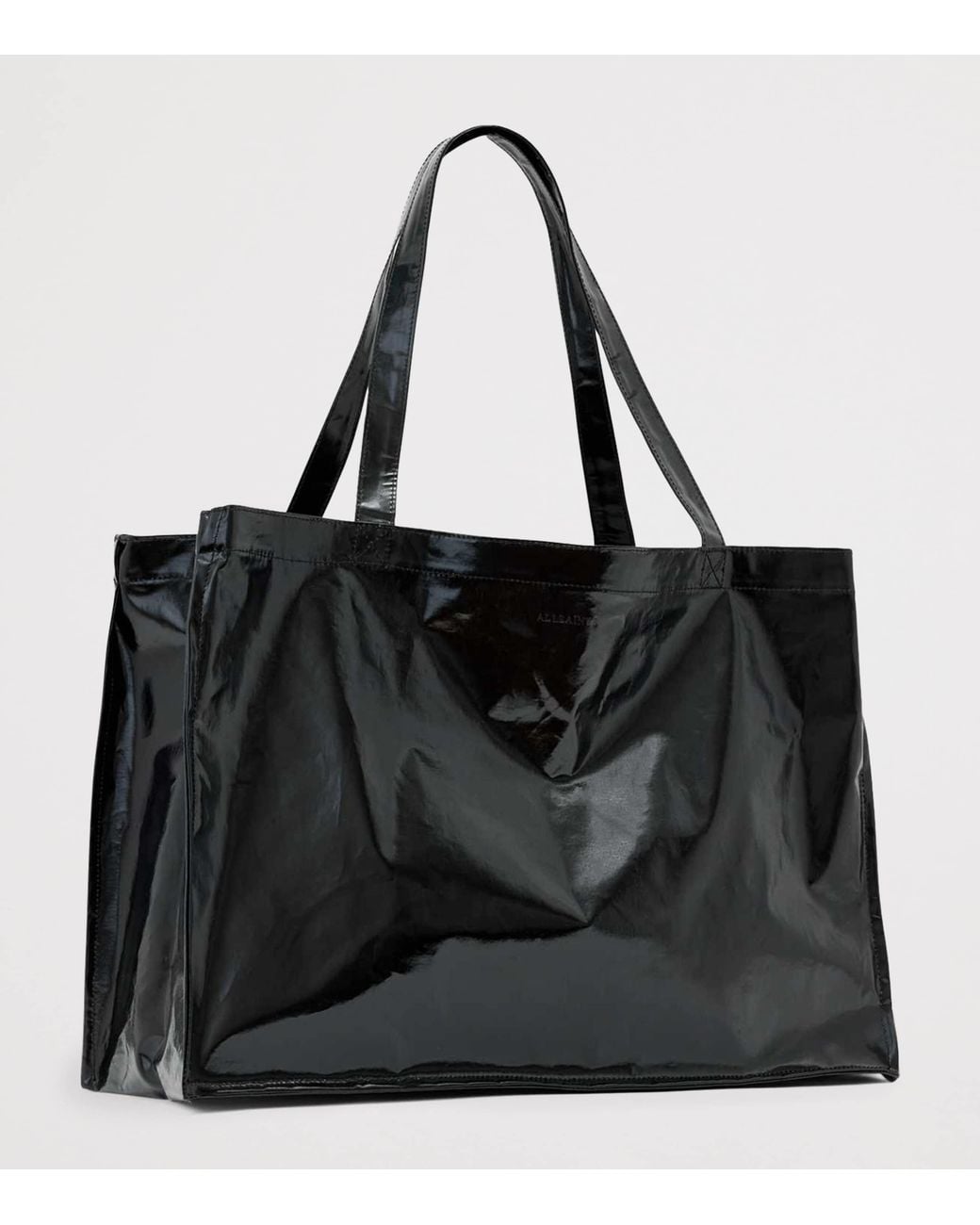AllSaints Black Large Laminated Tote Bag