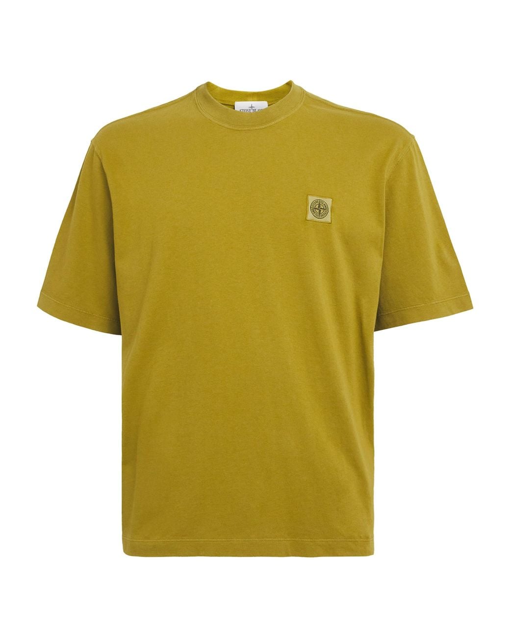Stone Island Yellow Cotton Compass Logo T-Shirt for men