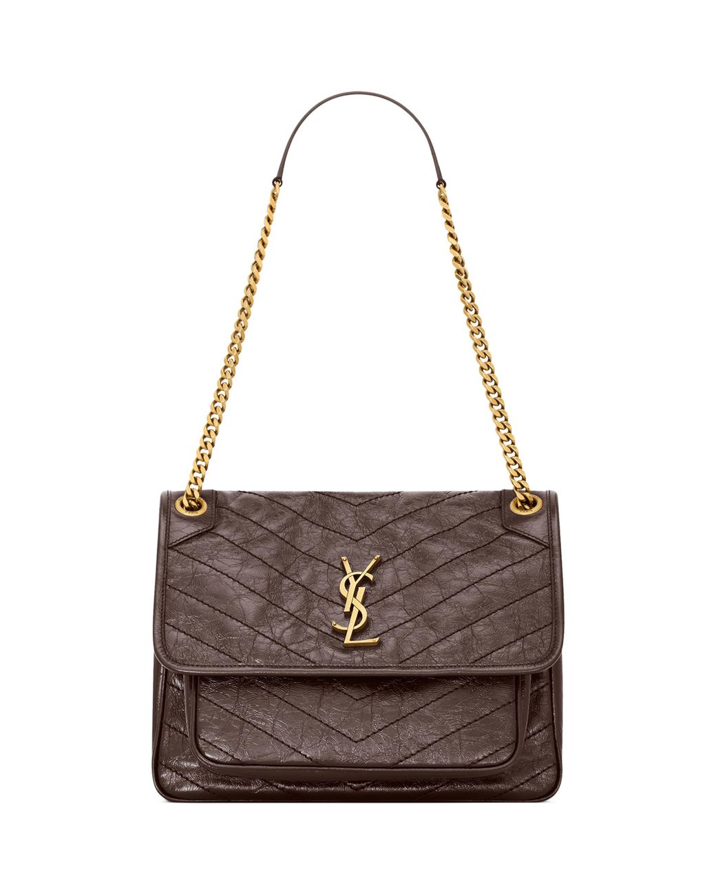 Saint Laurent Brown Medium Leather Niki Shoulder Bag
