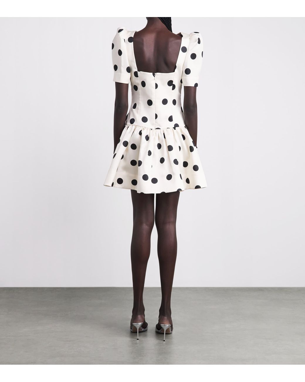 Rebecca Vallance Natural Satin Polka Dot Bacio Mini Dress