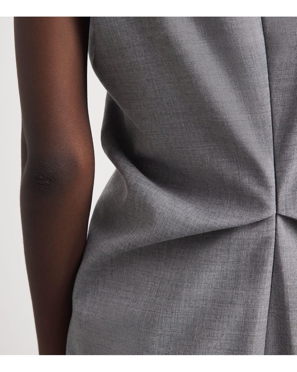 Victoria Beckham Gray Wool Draped Tailored Midi Dress