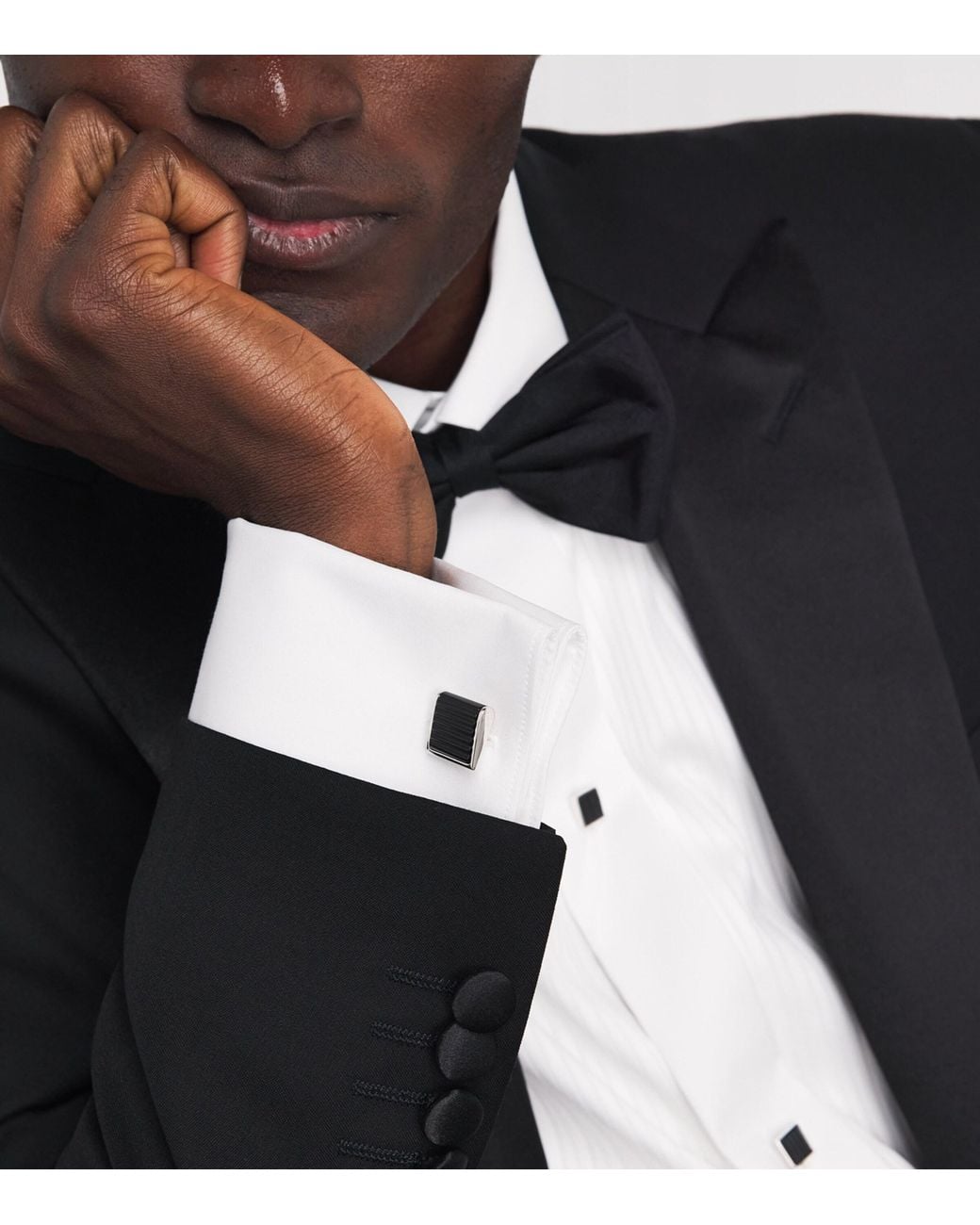Tateossian Natural Onyx Ribbed Wedge Cufflink Set for men