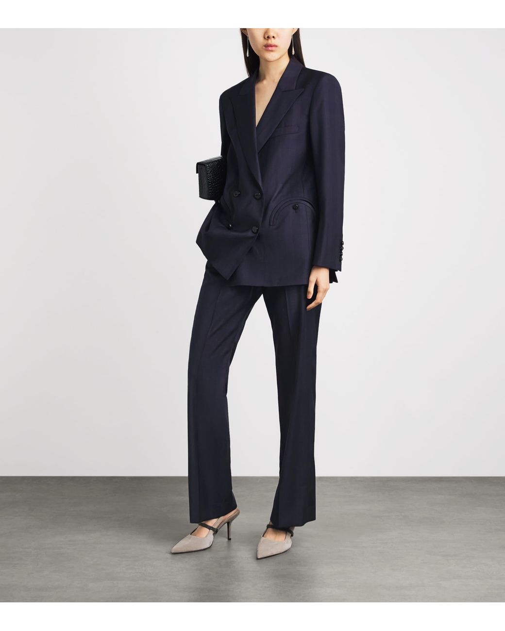 Blazé Milano Blue Virgin Wool Check Lundy Tailored Trousers