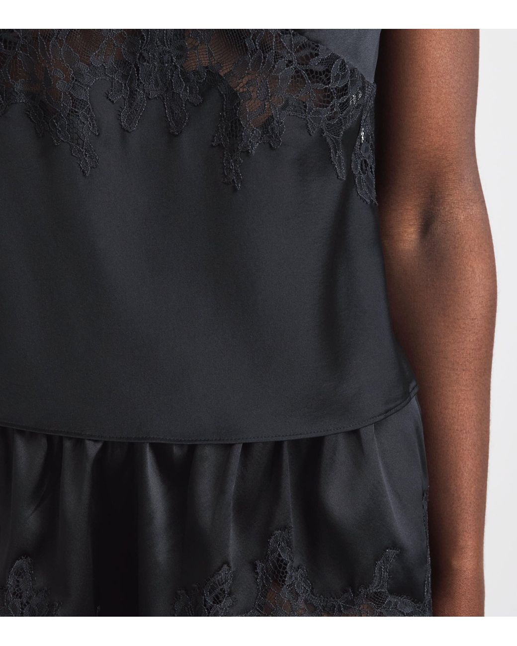 Skims Black Silk-Lace Cami Top